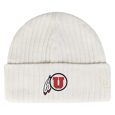 Men's Under Armour  Stone Utah Utes Sideline Halftime Shallow Cuffed Knit Hat