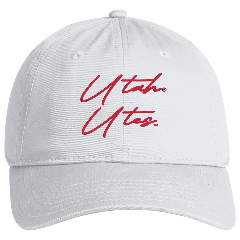 Men's Under Armour White Utah Utes College Essentials Washed Cotton Blend Adjustable Hat