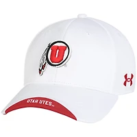Casquette ajustable Under Armour blanche Utah Utes Sideline Blitzing Accent pour homme