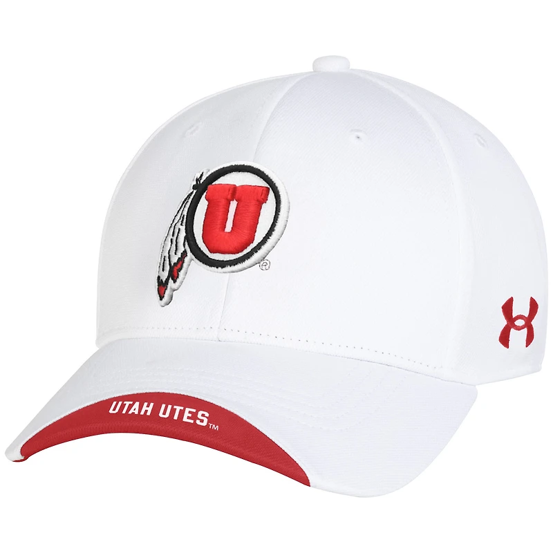 Men's Under Armour White Utah Utes Sideline Blitzing Accent Iso-Chill Adjustable Hat