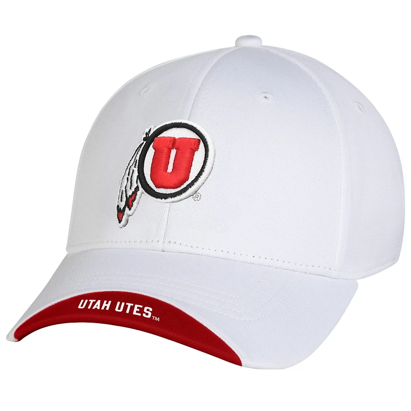 Casquette Under Armour blanche Utah Utes Sideline Blitzing Accent Flex pour homme