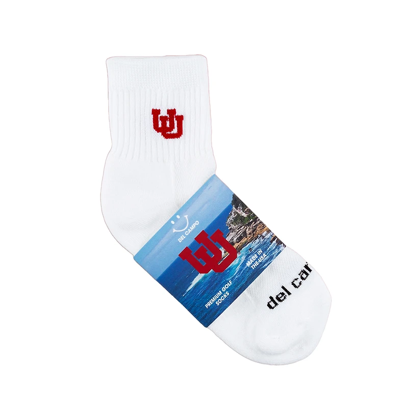 Chaussettes unisexes Del Campo blanches Utah Utes mi-longues