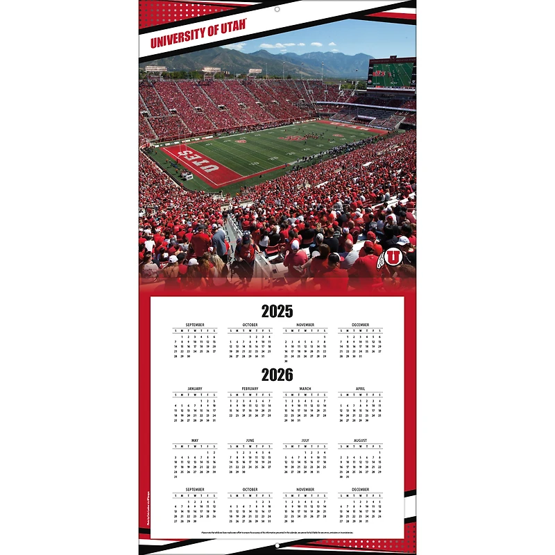 Utah Utes 12” x 12” 2026 Team Wall Calendar