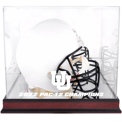 Utah Utes 2022 PAC-12 Football Conference Champions Mahogany Helmet Logo Display Case