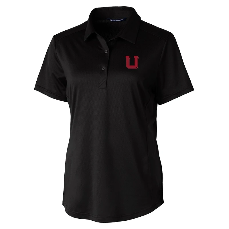 Women's Cutter & Buck Black Utah Utes Vault Prospect Textured Stretch Polo