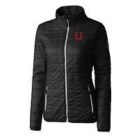 Women's Cutter & Buck Black Utah Utes Vault Rainier PrimaLoft Eco Insulated Full-Zip Puffer Jacket