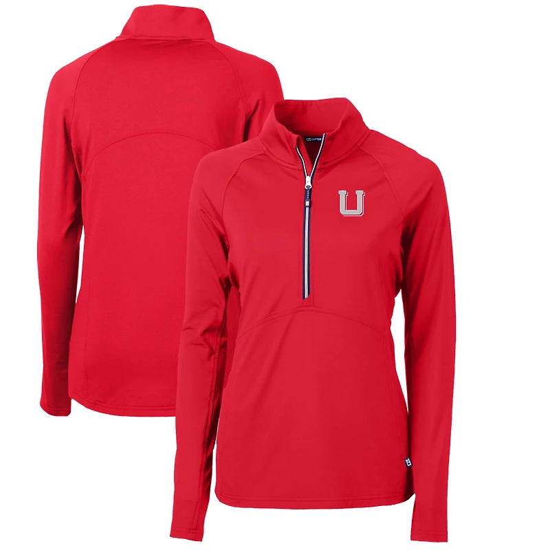 Women's Cutter & Buck Red Utah Utes Adapt Eco Knit Stretch Recycled Half-Zip Pullover Top