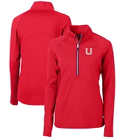 Women's Cutter & Buck Red Utah Utes Adapt Eco Knit Stretch Recycled Half-Zip Pullover Top