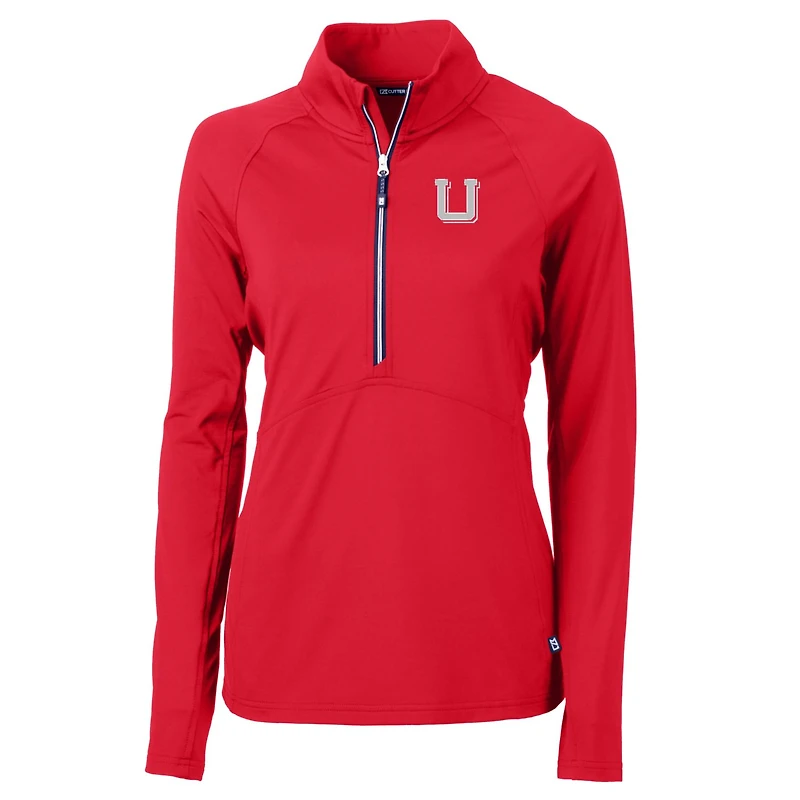 Women's Cutter & Buck Red Utah Utes Adapt Eco Knit Stretch Recycled Half-Zip Pullover Top