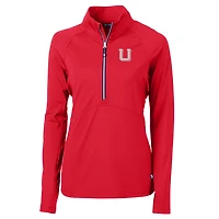 Women's Cutter & Buck Red Utah Utes Adapt Eco Knit Stretch Recycled Half-Zip Pullover Top