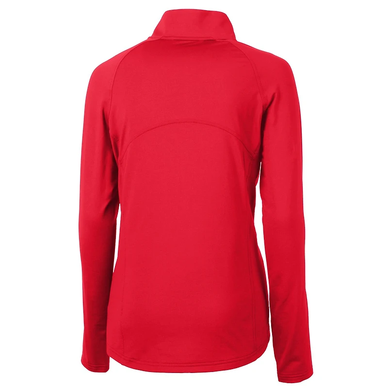 Pull-over demi-zippé en tricot extensible recyclé Adapt Eco Knit pour femme, rouge, des Utah Utes, Cutter & Buck