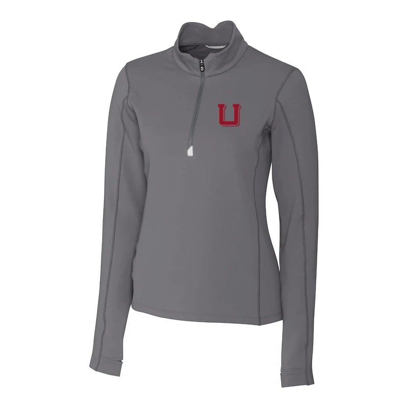 Women's Cutter & Buck Steel Utah Utes Traverse Stretch Quarter-Zip Pullover Top