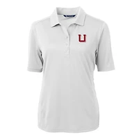 Women's Cutter & Buck White Utah Utes Team Virtue Eco Pique Recycled Polo