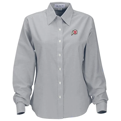 Women's Gray Utah Utes Velocity Oxford Plus Button-Up Long Sleeve Shirt