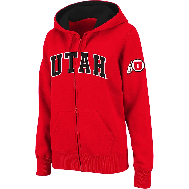 Sweat à capuche entièrement zippé Stadium Athletic Utah Utes pour femme avec nom arqué rouge