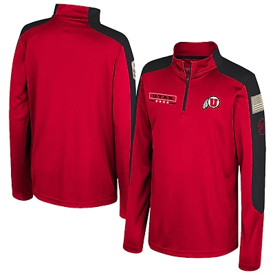 Youth Colosseum Red Utah Utes OHT Military Appreciation Cyclone Quarter-Zip Windshirt