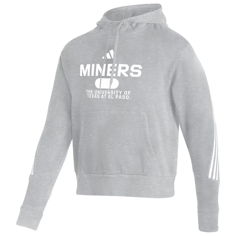 Sweat à capuche trois bandes adidas UTEP Miners gris chiné pour homme