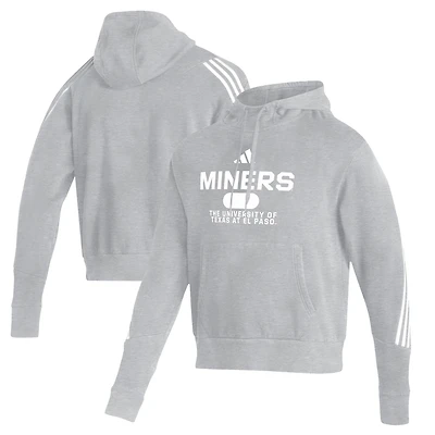Sweat à capuche trois bandes adidas UTEP Miners gris chiné pour homme