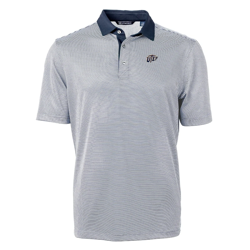 Men's Cutter & Buck  Navy/White UTEP Miners Big Tall Virtue Eco Pique Micro Stripe Recycled Polo