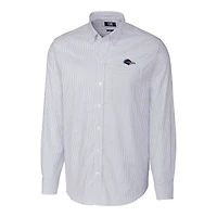 Men's Cutter & Buck  Light Blue UTSA Roadrunners Oxford Stretch Stripe Long Sleeve Tri-Blend Button-Down Shirt