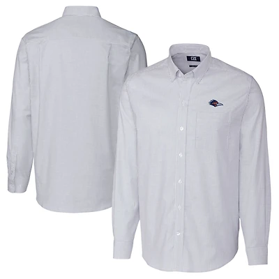 Men's Cutter & Buck  Light Blue UTSA Roadrunners Oxford Stretch Stripe Long Sleeve Tri-Blend Button-Down Shirt