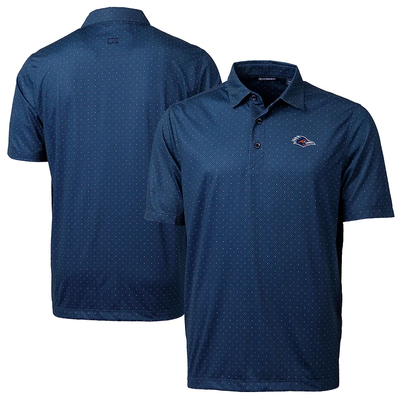 Men's Cutter & Buck  Navy UTSA Roadrunners Pike Double Dot Print DryTec Stretch Polo