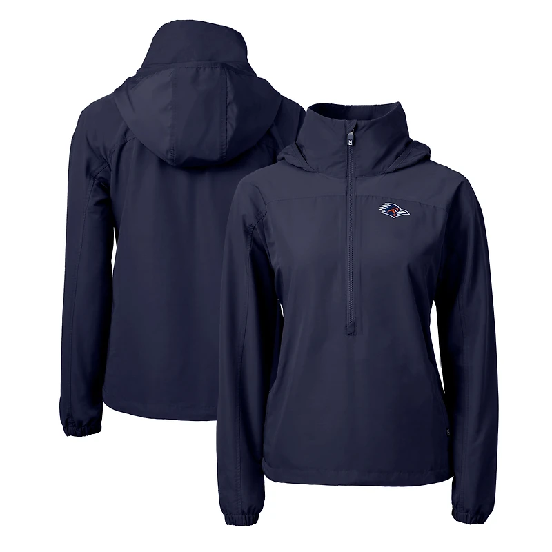 Women's Cutter & Buck  Navy UTSA Roadrunners Charter Eco Recycled Half-Zip Anorak Jacket