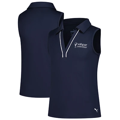Girl's Youth Puma  Navy Valspar Championship Piped Cloudspun Sleeveless Polo