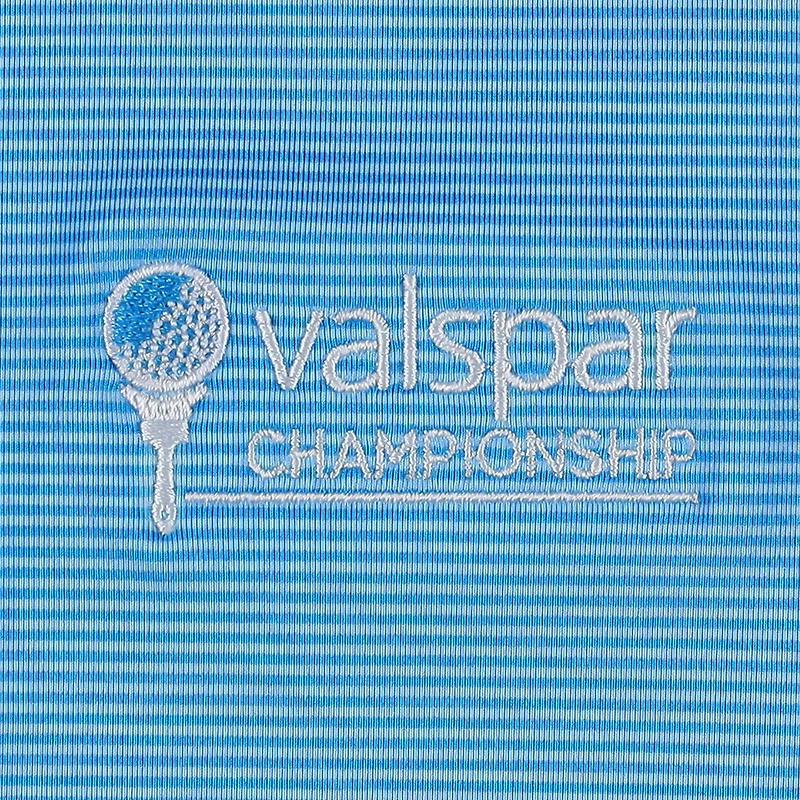 Polo FootJoy Valspar Championship ProDry Lisle Feeder Stripe bleu clair pour hommes