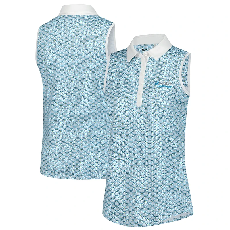 Women's Puma Blue Valspar Championship Cloudspun Scallop Sleeveless Polo