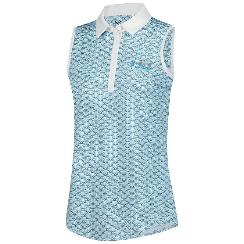 Polo sans manches Puma Valspar Championship Cloudspun Scallop bleu pour femme
