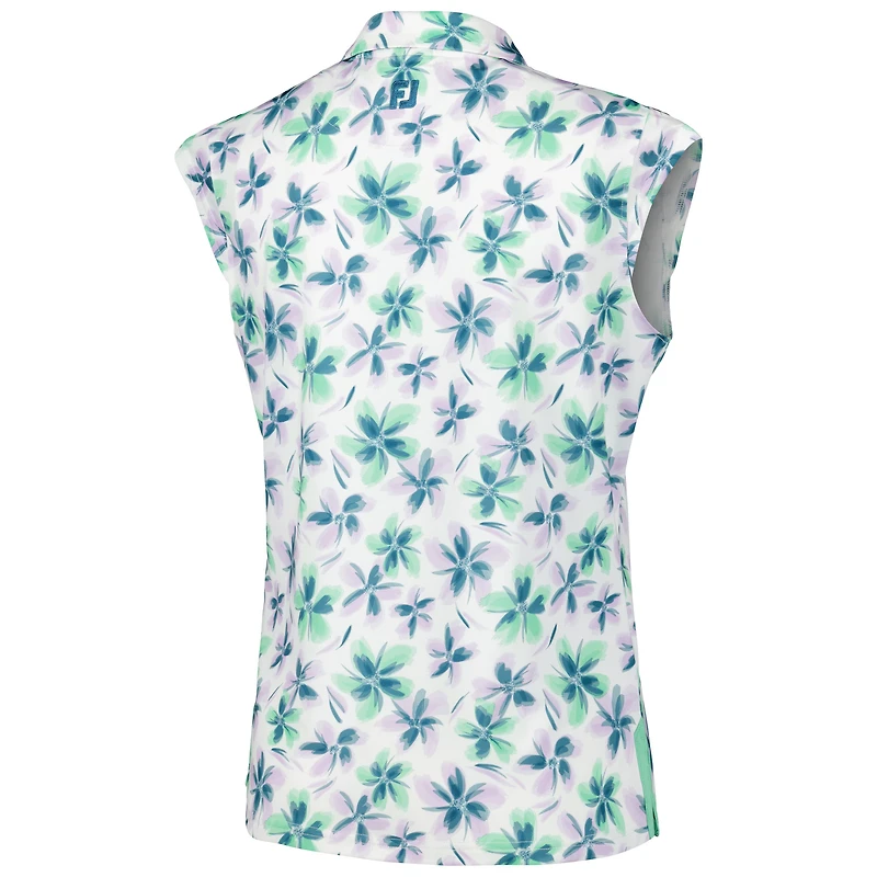 Polo à mancherons Floral FootJoy Valspar Championship ProDry blanc pour femme