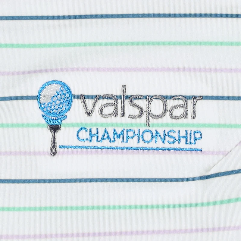 Women's FootJoy White Valspar Championship ProDry Sleeveless Stripe V-Neck Polo