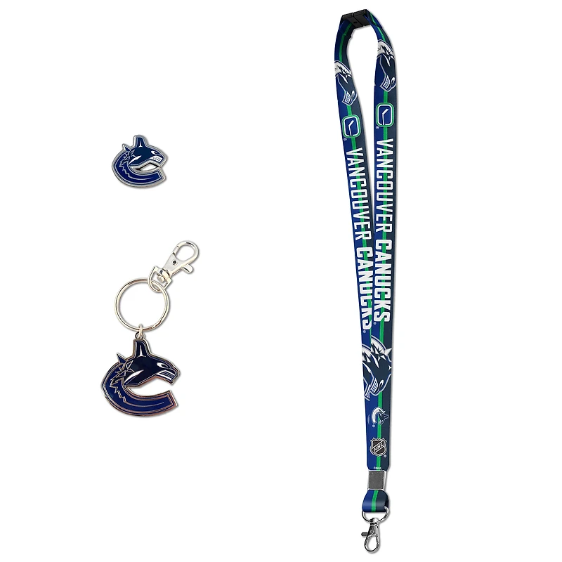 Blue Vancouver Canucks Lanyard Pin & Key Chain Set