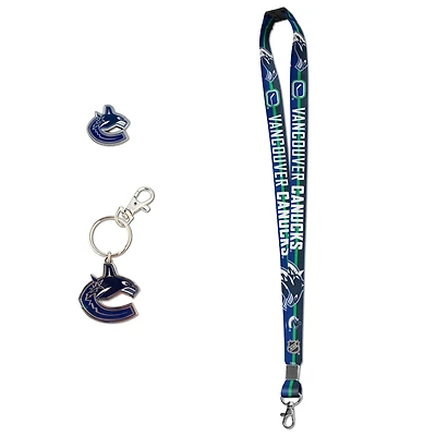 Blue Vancouver Canucks Lanyard Pin & Key Chain Set