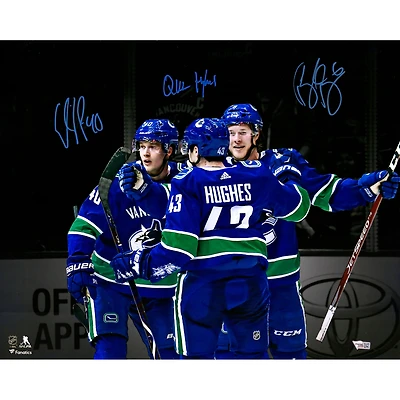 Brock Boeser Elias Pettersson & Quinn Hughes Vancouver Canucks Multi-Signed 16" x 20" Spotlight Photograph