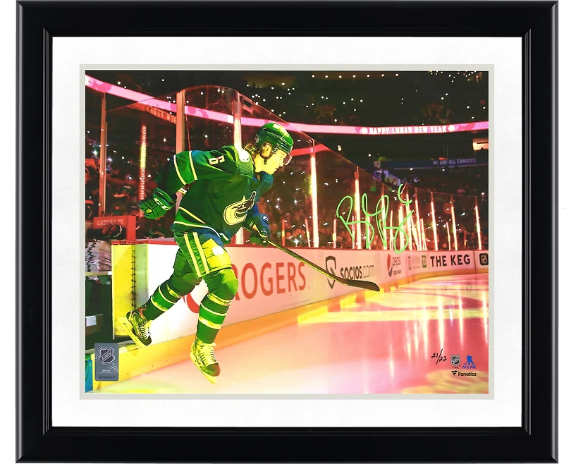 Brock Boeser Vancouver Canucks Autographed 11" x 14" Blue Jersey Stepping on Ice Photograph - Limited Edition of 22