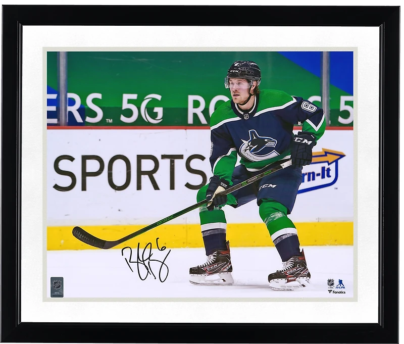 Brock Boeser Vancouver Canucks Autographed 16" x 20" Reverse Retro Jersey Skating Photograph
