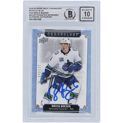 Brock Boeser Vancouver Canucks Autographed 2019-20 Upper Deck Chronology #146 #/122 Beckett Fanatics Witnessed Authenticated 10 Card