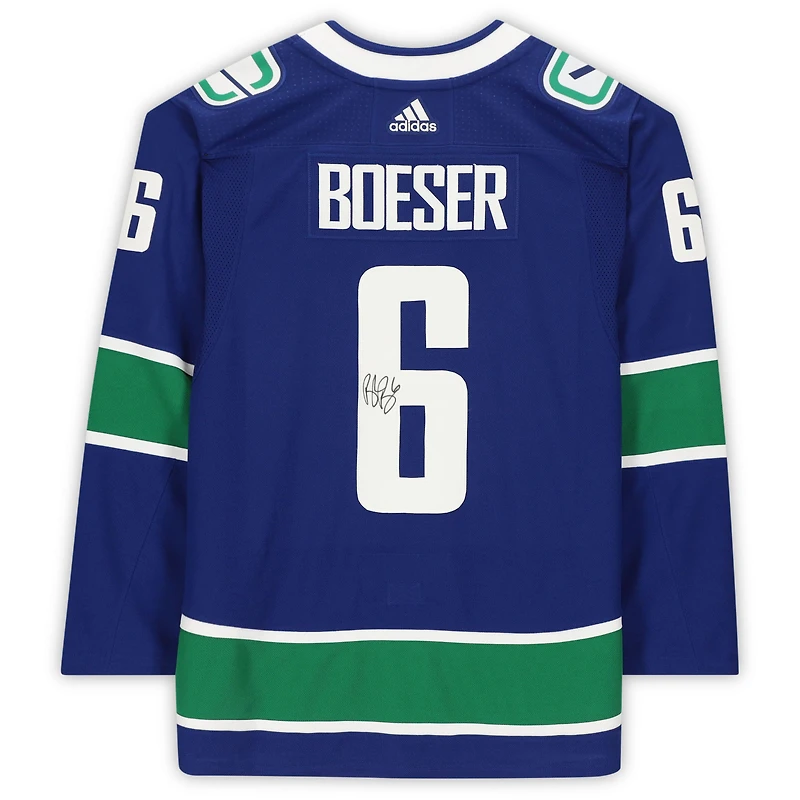 Maillot Adidas authentique bleu autographié par Brock Boeser des Vancouver Canucks modèle 2019