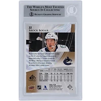 Carte authentifiée autographiée Brock Boeser Vancouver Canucks 2020-21 Upper Deck SP utilisée dans le jeu Golden Burst #22 #/265 Beckett Fanatics