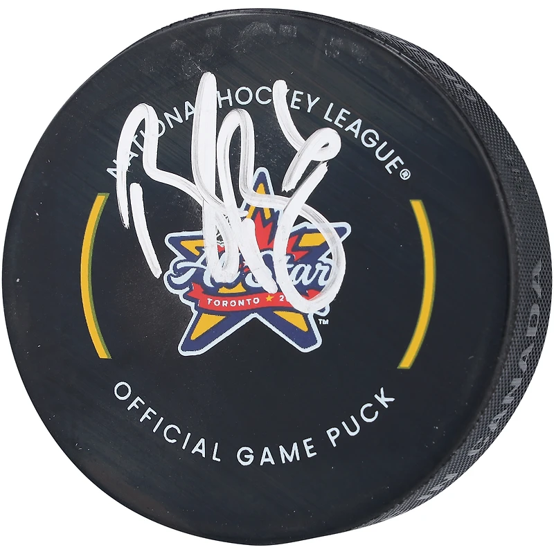 Rondelle de jeu officielle autographiée par Brock Boeser des Canucks de Vancouver pour le match des étoiles de la LNH 2024