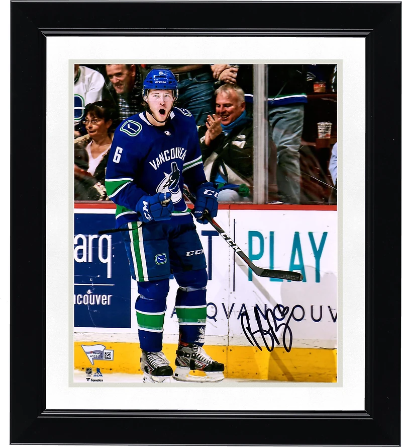 Brock Boeser Vancouver Canucks Autographed 8" x 10" Blue Jersey Celebration Photograph