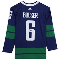 Maillot authentique Adidas bleu alternatif autographié de Brock Boeser, des Canucks de Vancouver
