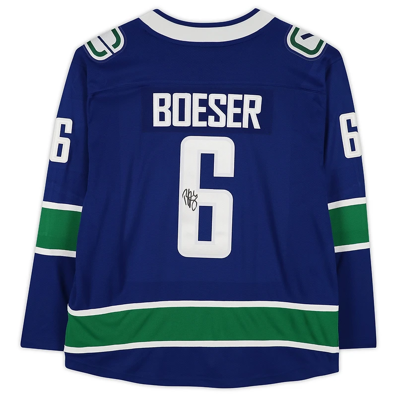 Maillot bleu autographié de Brock Boeser des Canucks de Vancouver (Fanatics Breakaway)