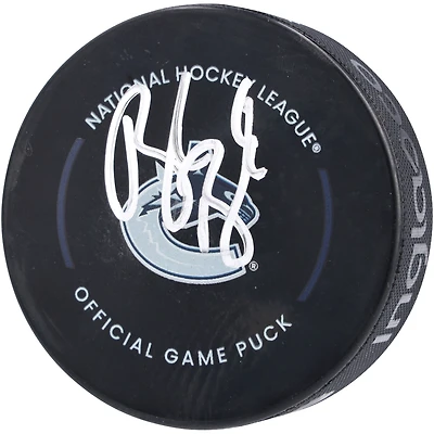 Rondelle de match officielle de la LNH autographiée par Brock Boeser des Canucks de Vancouver