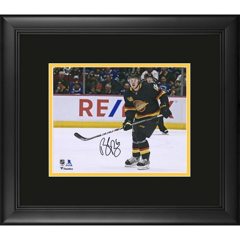 Brock Boeser Vancouver Canucks Framed Autographed 8" x 10" Black Jersey Skating Photograph