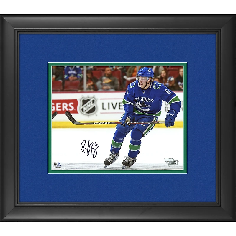 Brock Boeser Vancouver Canucks Framed Autographed 8" x 10" Blue Jersey Horizontal Skating Photograph