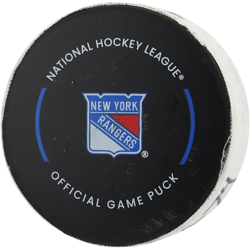 Brock Boeser Vancouver Canucks Game-Used Goal Puck vs. New York Rangers on March 22, 2025