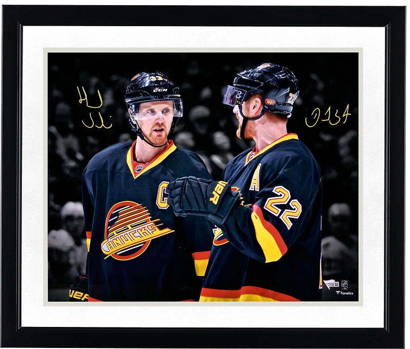 Daniel Sedin and Henrik Sedin Vancouver Canucks Autographed 16" x 20" Throwback Jersey Spotlight Photograph